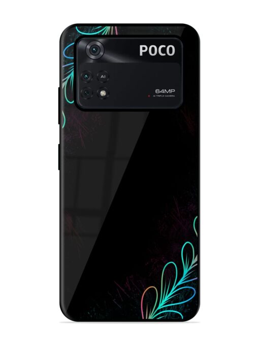 Decorative Line Art Glossy Metal Phone Cover for Poco M4 Pro (4G)