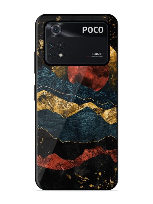 Gold Painting View Glossy Metal Phone Cover for Poco M4 Pro (4G)