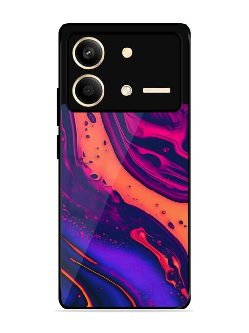 Fluid Blue Pink Art Glossy Metal Phone Cover for Poco X6 Neo (5G)