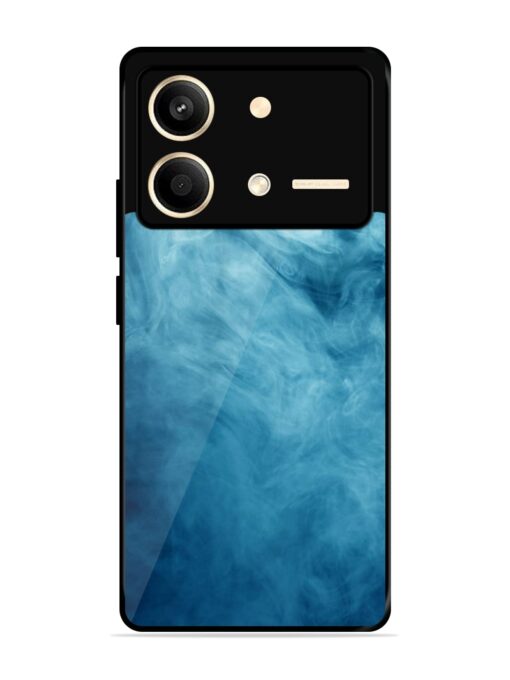 Blue Smoke Art Glossy Metal Phone Cover for Poco X6 Neo (5G)