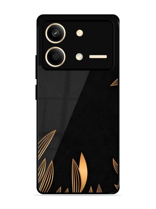 Golden Leaf Pattern Glossy Metal Phone Cover for Poco X6 Neo (5G) Zapvi