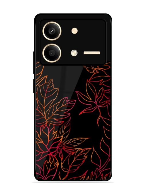 Red Floral Pattern Glossy Metal Phone Cover for Poco X6 Neo (5G)