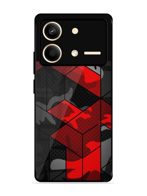 Royal Red Camouflage Pattern Glossy Metal Phone Cover for Poco X6 Neo (5G)