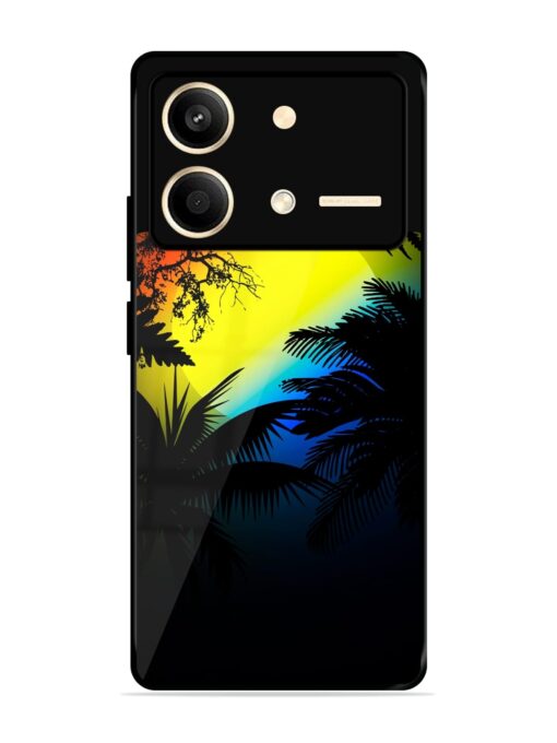 Colorful Sunset With Palm Trees Glossy Metal Phone Cover for Poco X6 Neo (5G)