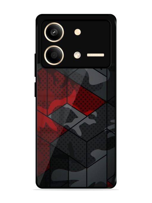 Red And Grey Pattern Glossy Metal Phone Cover for Poco X6 Neo (5G)