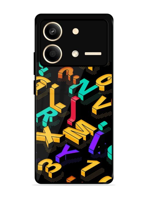 Seamless Pattern With Letters Glossy Metal Phone Cover for Poco X6 Neo (5G)