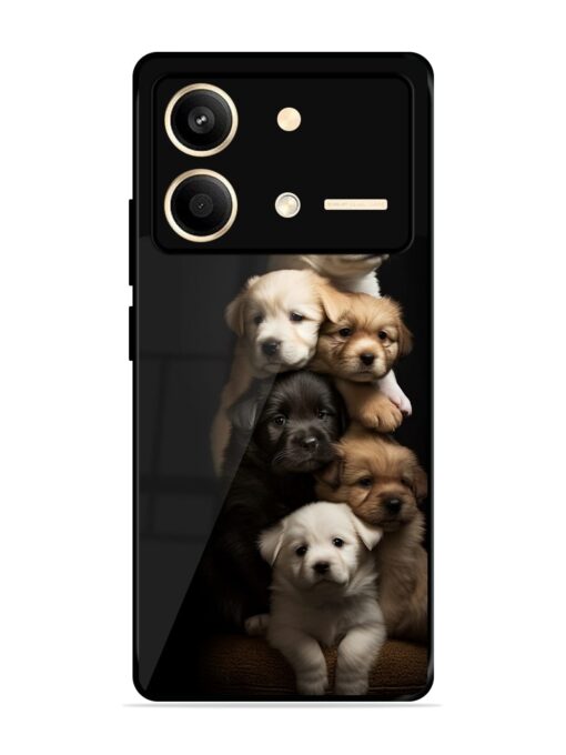 Cute Baby Dogs Glossy Metal Phone Cover for Poco X6 Neo (5G)