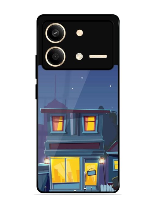 Vector Night House Glossy Metal Phone Cover for Poco X6 Neo (5G) Zapvi