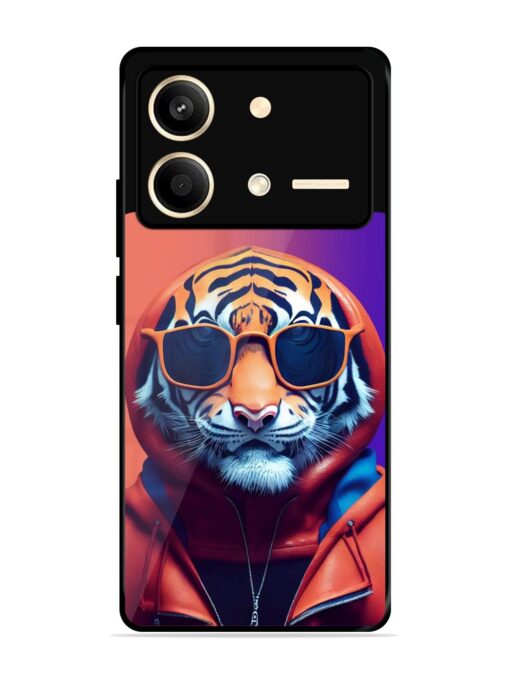 Tiger Animation Glossy Metal Phone Cover for Poco X6 Neo (5G) Zapvi