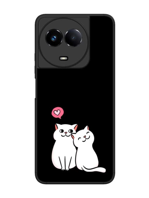 Cat Love Glossy Metal Phone Cover for Realme 11 (5G)