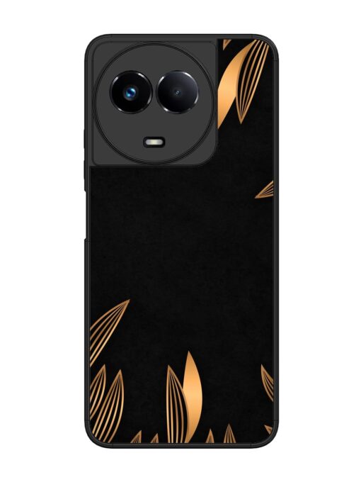 Golden Leaf Pattern Glossy Metal Phone Cover for Realme 11 (5G)