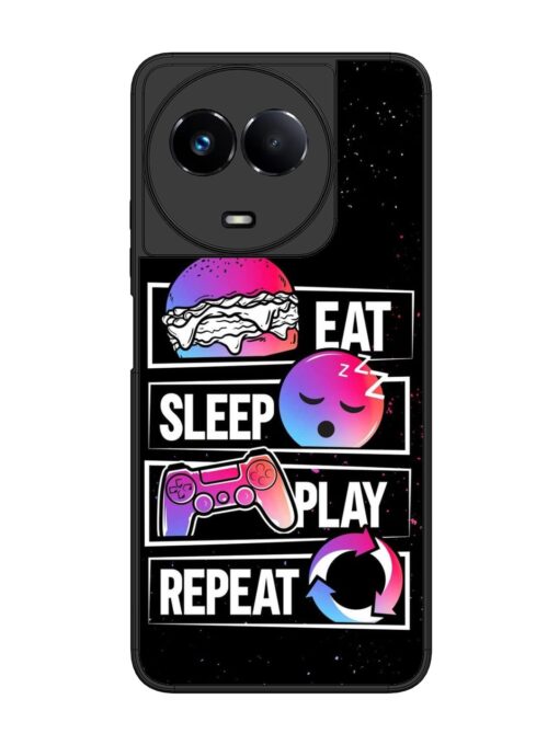 Eat Sleep Play Repeat Glossy Metal Phone Cover for Realme 11 (5G)