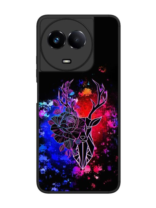 Floral Deer Art Glossy Metal Phone Cover for Realme 11 (5G)