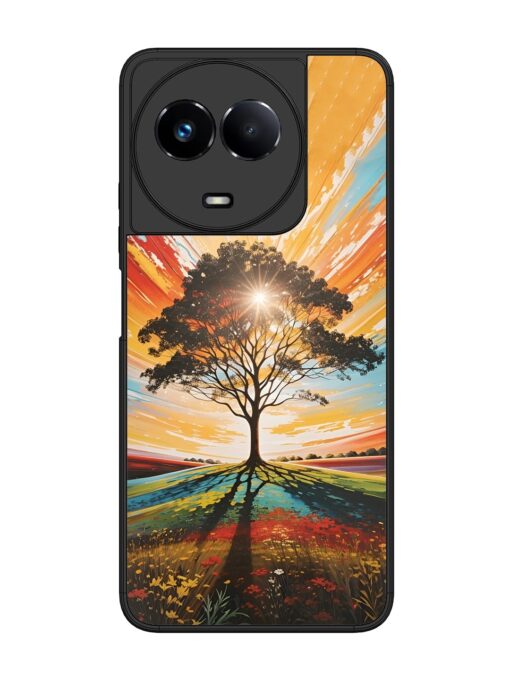 Abstract Tree Colorful Art Glossy Metal Phone Cover for Realme 11 (5G)