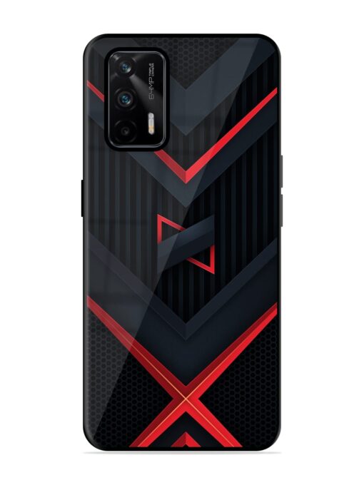 Red Gray Abstract Glossy Metal Phone Cover for Realme Gt (5G) Zapvi