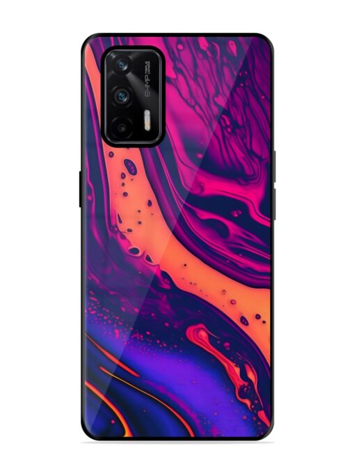 Fluid Blue Pink Art Glossy Metal Phone Cover for Realme X7 Max (5G)