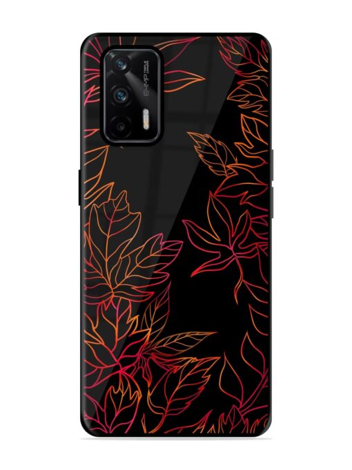 Red Floral Pattern Glossy Metal Phone Cover for Realme X7 Max (5G)