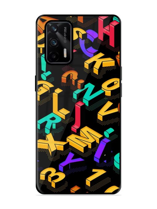 Seamless Pattern With Letters Glossy Metal Phone Cover for Realme X7 Max (5G) Zapvi