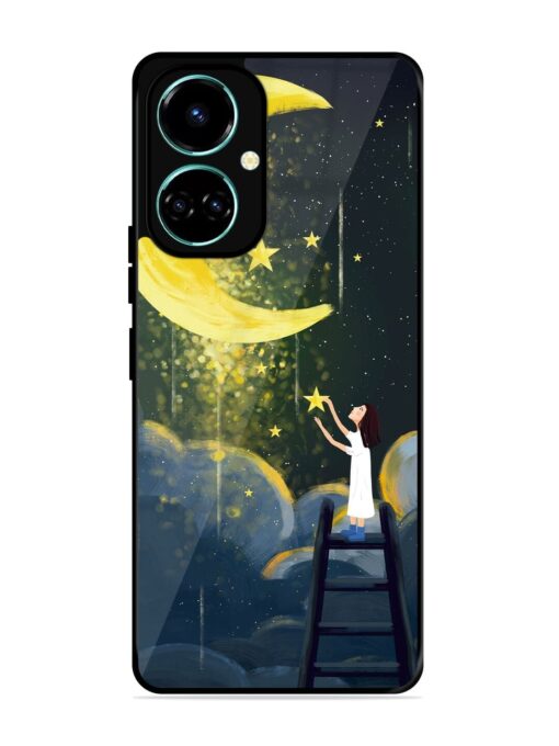 Moonlight Healing Night Illustration Glossy Metal TPU Phone Cover for Tecno Camon 19 Zapvi