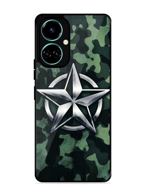 Indian Army Star Design Glossy Metal Phone Cover for Tecno Camon 19 Zapvi