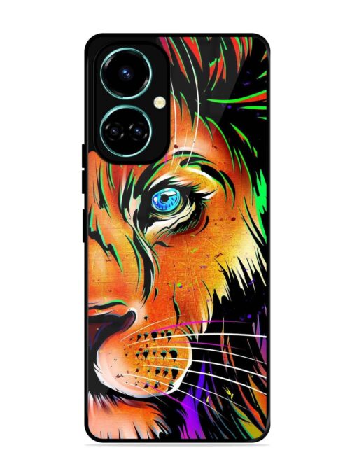 Colorful Lion Design Glossy Metal TPU Phone Cover for Tecno Camon 19 Zapvi