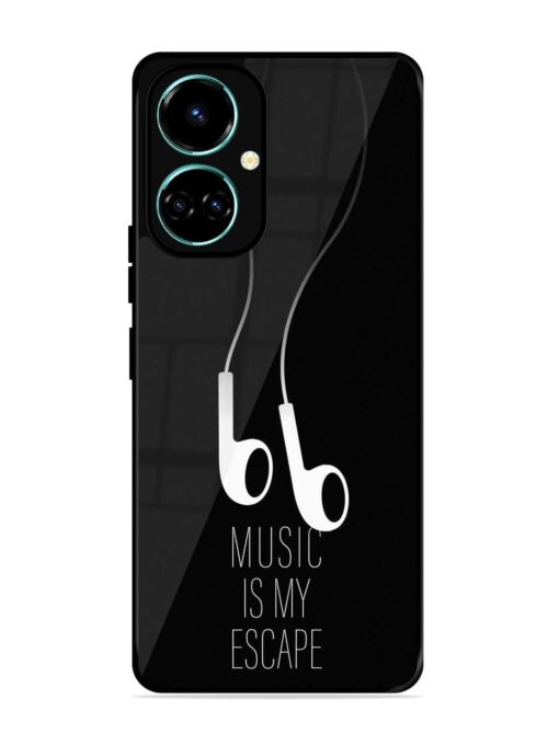 Music Is My Escape Glossy Metal Phone Cover for Tecno Camon 19 Zapvi