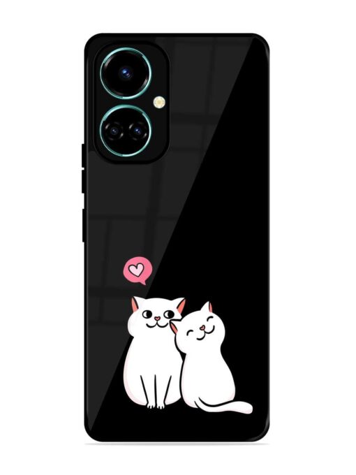 Cat Love Glossy Metal Phone Cover for Tecno Camon 19 Zapvi