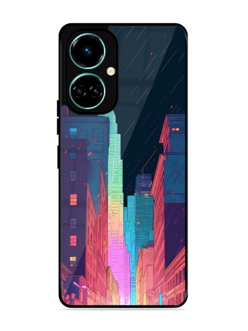 Minimal City Art Glossy Metal Phone Cover for Tecno Camon 19 Zapvi