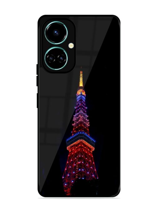 Eiffel Tower Night View Glossy Metal Phone Cover for Tecno Camon 19 Zapvi