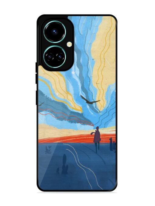 Minimal Abstract Landscape Glossy Metal Phone Cover for Tecno Camon 19 Zapvi