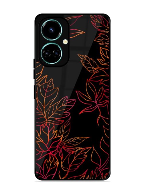 Red Floral Pattern Glossy Metal Phone Cover for Tecno Camon 19 Zapvi