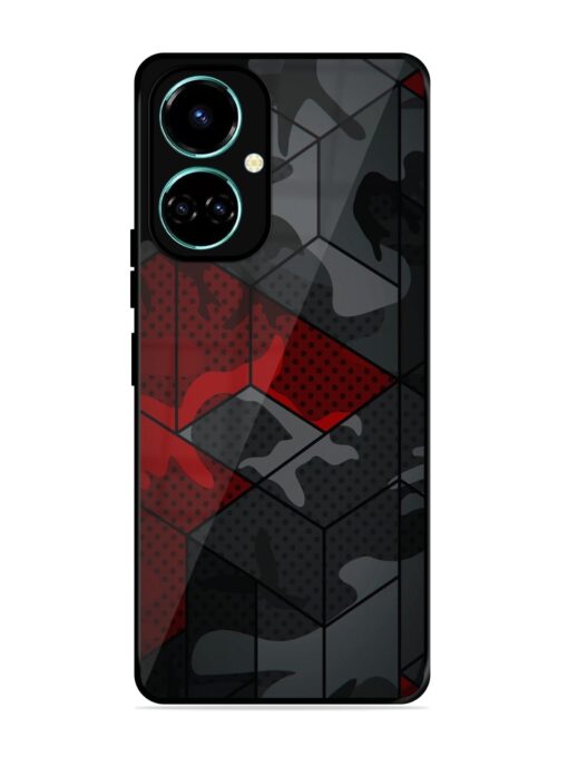 Red And Grey Pattern Glossy Metal Phone Cover for Tecno Camon 19 Zapvi