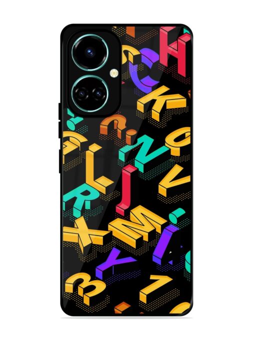 Seamless Pattern With Letters Glossy Metal Phone Cover for Tecno Camon 19 Zapvi