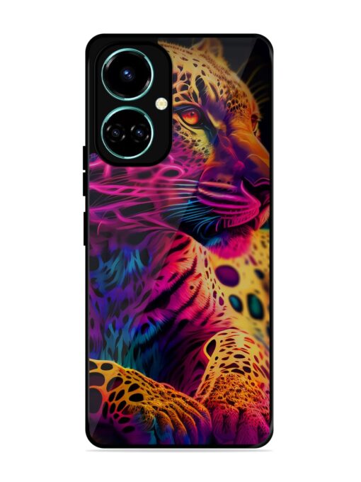 Leopard Art Glossy Metal Phone Cover for Tecno Camon 19 Zapvi