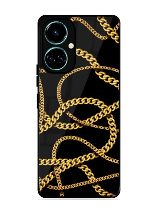 Decorative Golde Chain Glossy Metal Phone Cover for Tecno Camon 19