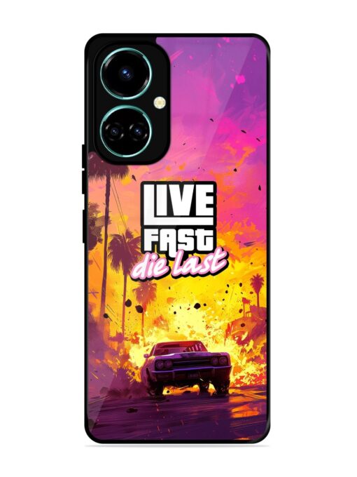 Live Fast Glossy Metal Phone Cover for Tecno Camon 19 Zapvi