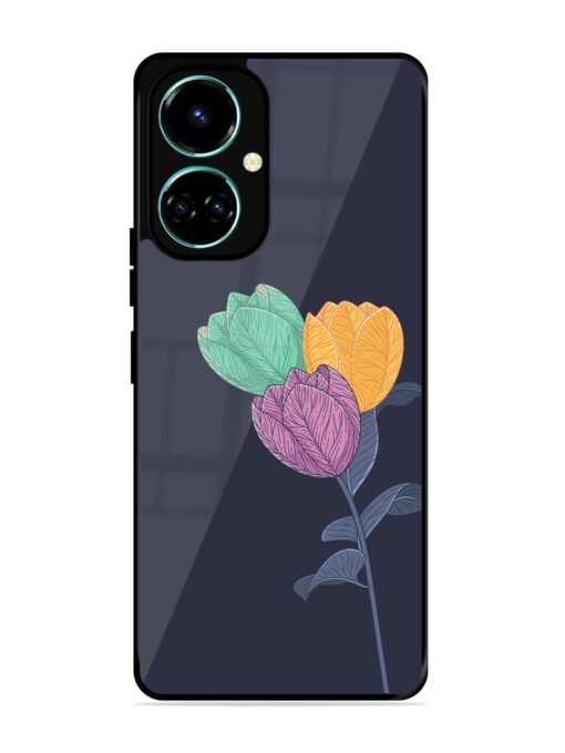 Flower Vector Glossy Metal Phone Cover for Tecno Camon 19 Pro (5G) Zapvi