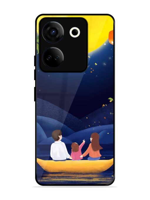 Happy Family And Beautiful View Glossy Metal Phone Cover for Tecno Camon 20 Zapvi