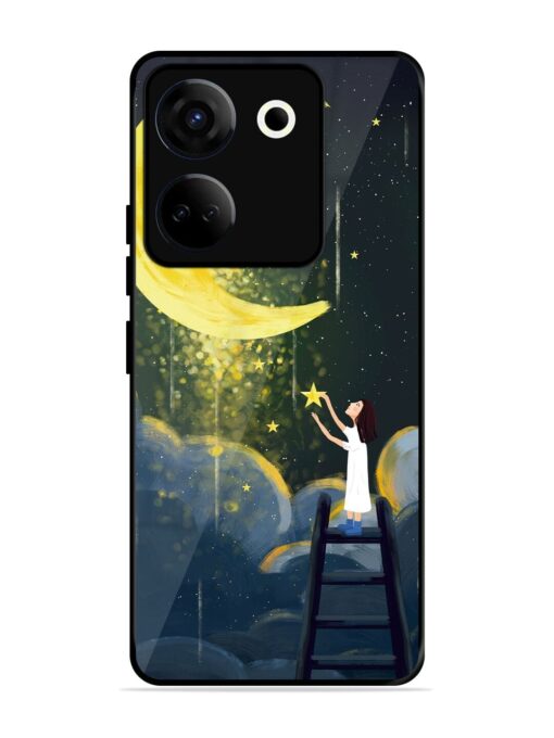 Moonlight Healing Night Illustration Glossy Metal TPU Phone Cover for Tecno Camon 20 Zapvi