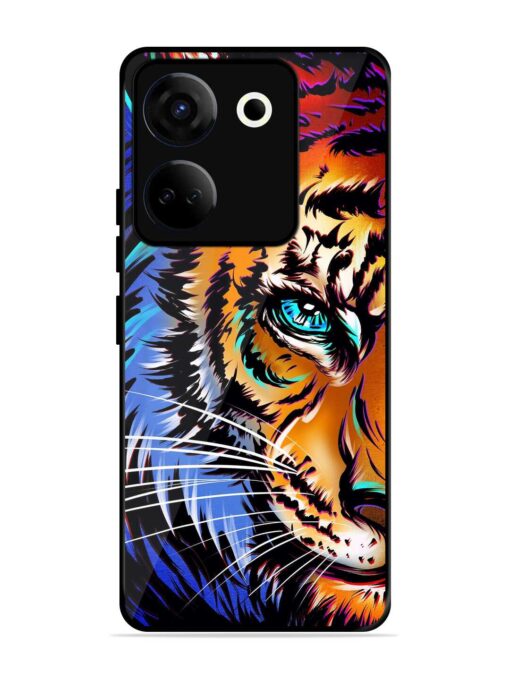 Colorful Lion Art Glossy Metal Phone Cover for Tecno Camon 20 Zapvi