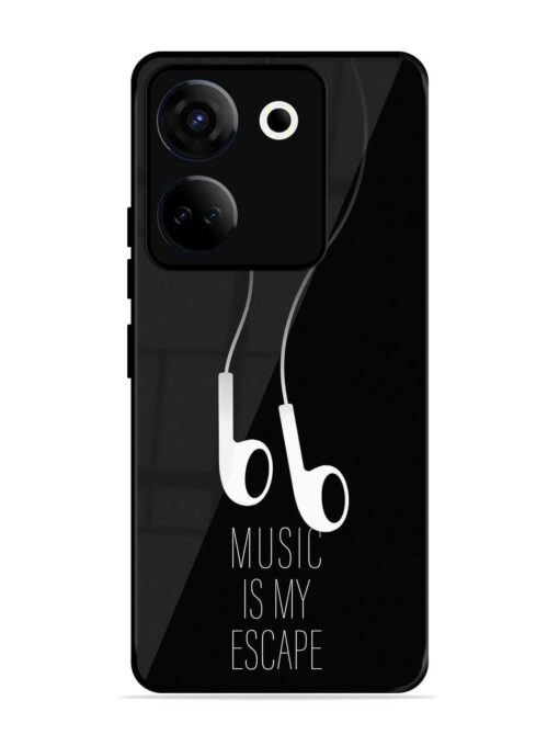 Music Is My Escape Glossy Metal Phone Cover for Tecno Camon 20 Zapvi