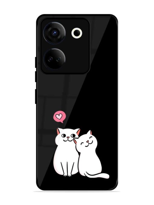 Cat Love Glossy Metal Phone Cover for Tecno Camon 20 Zapvi