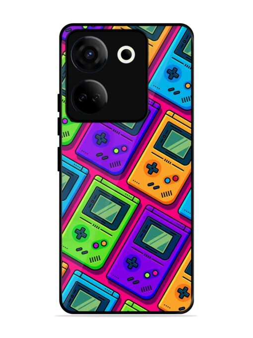 Game Seamless Pattern Glossy Metal Phone Cover for Tecno Camon 20 Zapvi