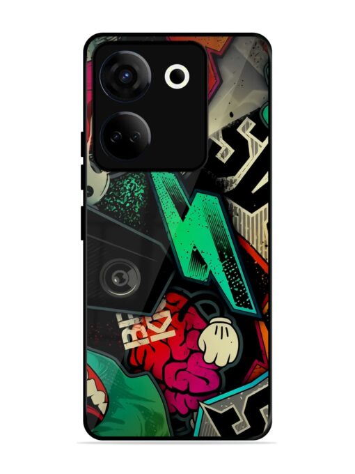 Graffiti Art Glossy Metal Phone Cover for Tecno Camon 20