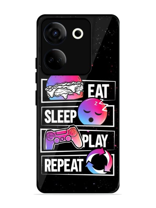 Eat Sleep Play Repeat Glossy Metal Phone Cover for Tecno Camon 20