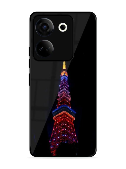 Eiffel Tower Night View Glossy Metal Phone Cover for Tecno Camon 20