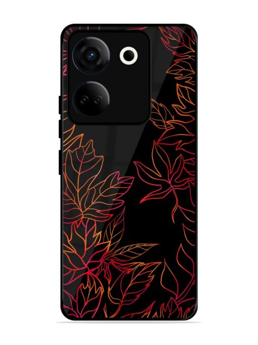 Red Floral Pattern Glossy Metal Phone Cover for Tecno Camon 20