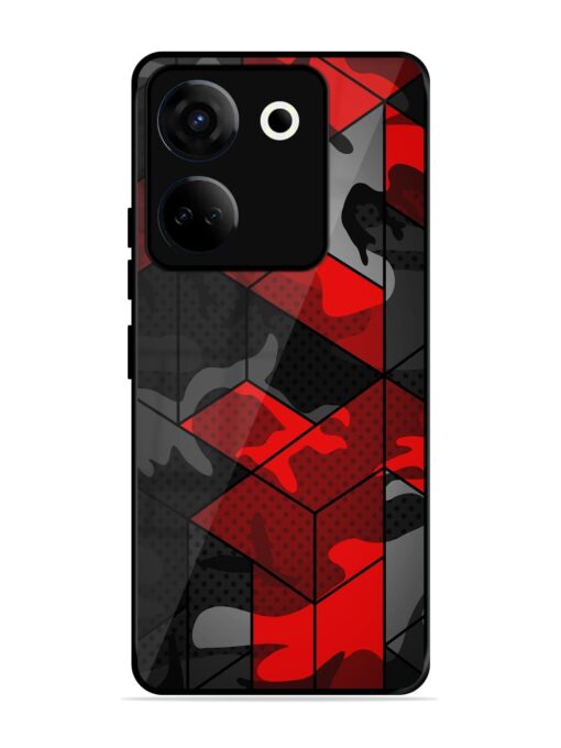 Royal Red Camouflage Pattern Glossy Metal Phone Cover for Tecno Camon 20 Zapvi