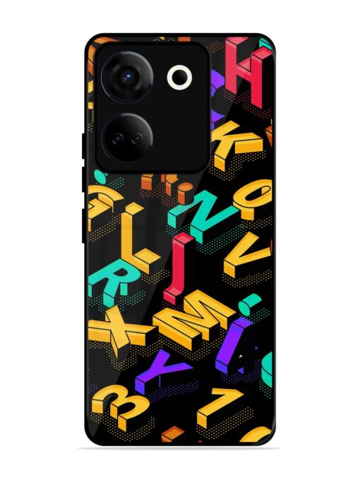 Seamless Pattern With Letters Glossy Metal Phone Cover for Tecno Camon 20 Zapvi