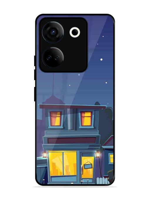 Vector Night House Glossy Metal Phone Cover for Tecno Camon 20